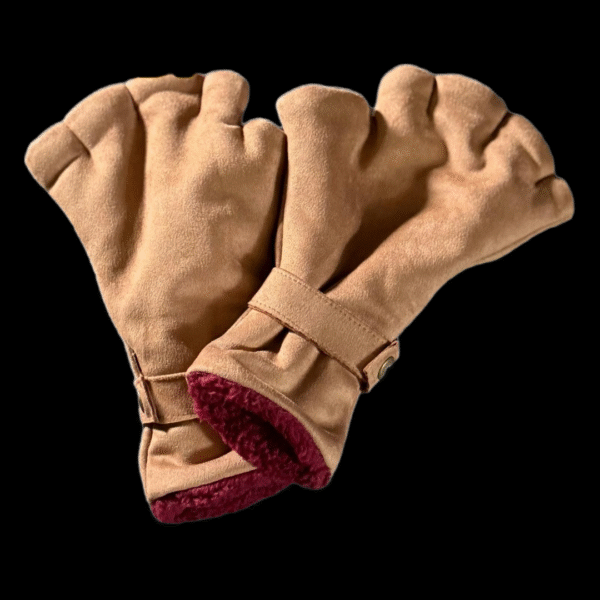 Fingerless Winter Gloves – Soft, Warm & Stylish - Beige Green Red - Image 2