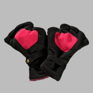 Fingerless Winter Gloves – Soft, Warm & Stylish - Black Red