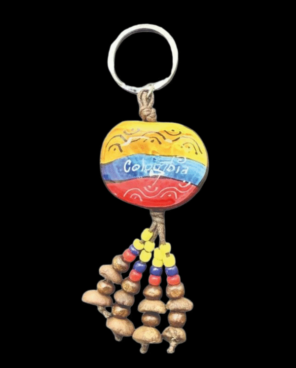 Handcrafted Colombia Keychain – Resin & Coffee Seeds