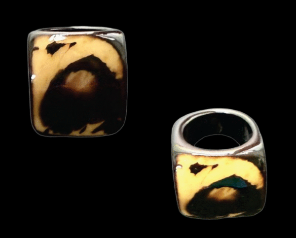 "Black Flame Handcrafted  Resin Ring  - Size 7 - Image 2