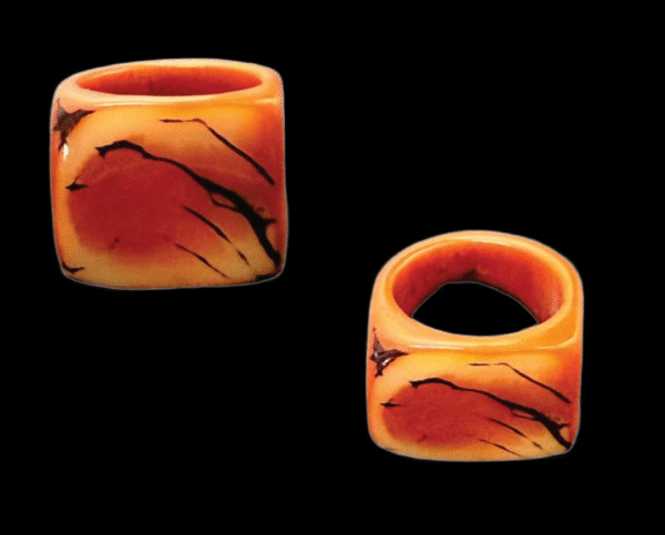 Orange Flame Handcrafted  Resin Ring - Size 7 - Image 2