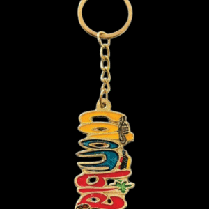 Colorful Colombia Icons Metal Keychain
