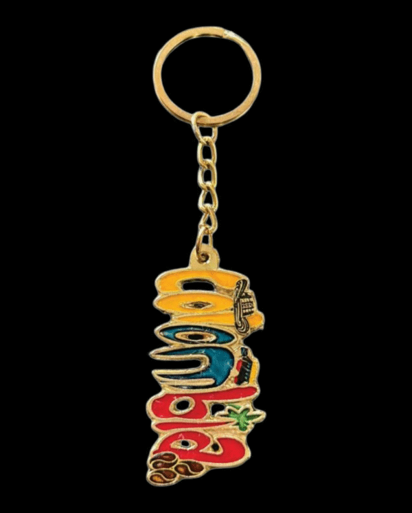 Colorful Colombia Icons Metal Keychain