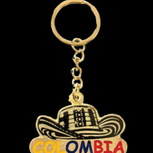 Colombian Hat & Flag Colors Metal Keychain