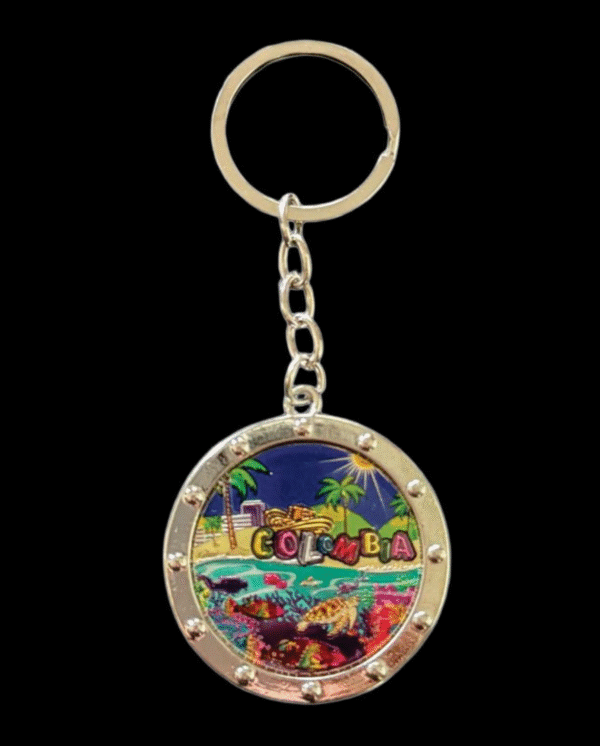 Colombia Tropical Paradise Metal Keychain
