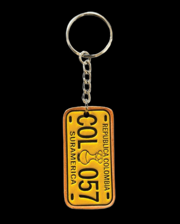 Colombia License Plate Leather Keychain – COL 057