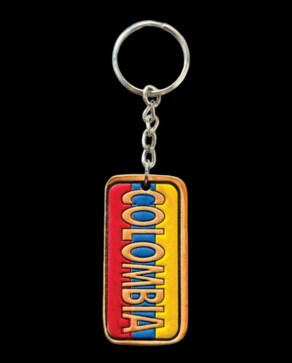 "Colombia Tricolor Leather Keychain"