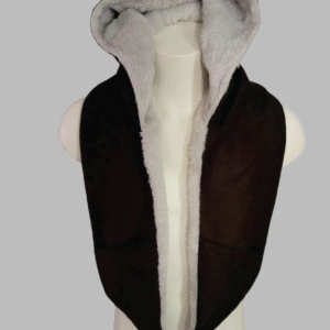 Versatile Medieval-Style Hooded Shawl with Hand Pockets – Brown Beige