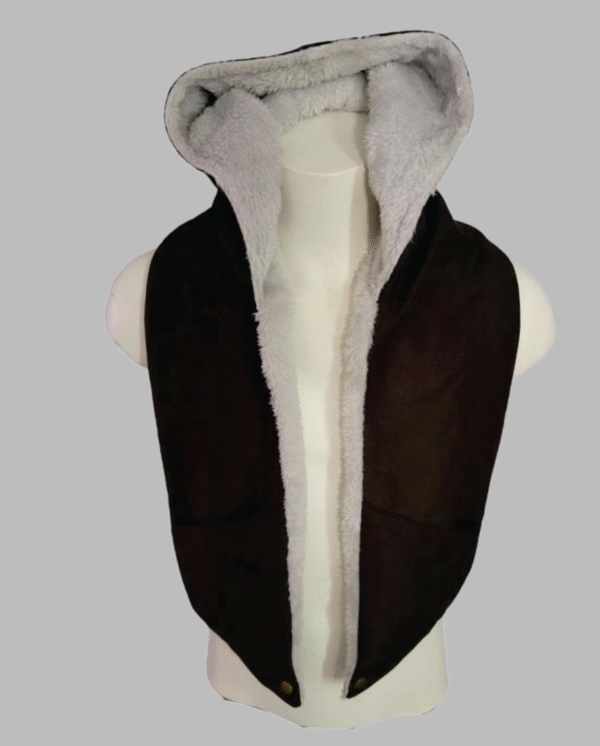 Versatile Medieval-Style Hooded Shawl with Hand Pockets – Brown Beige