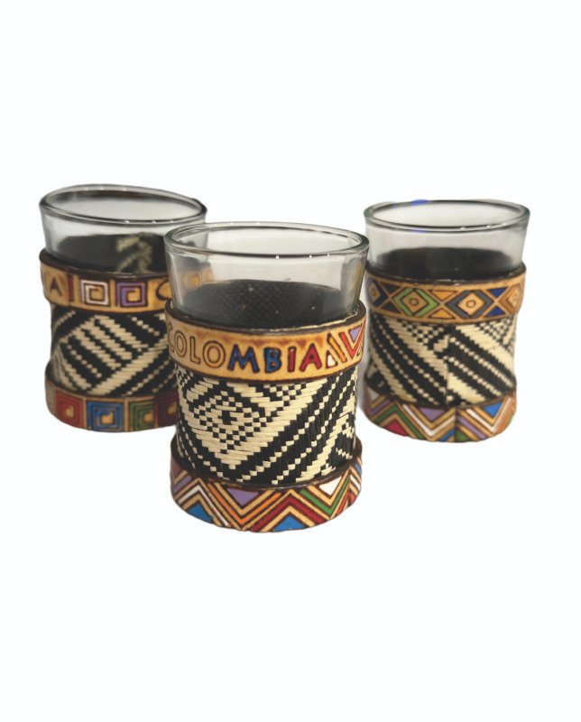 Colombian Shot Glass Set of 3 – Handcrafted with Werregue Fiber & Glass