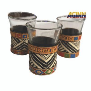 Colombian Shot Glass Set of 3 – Handmade with Werregue Fiber & Cultural Resin Accents