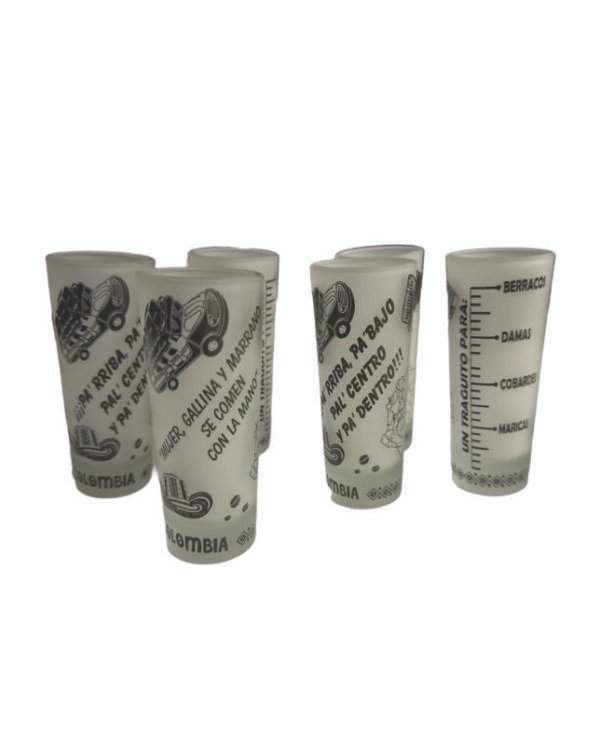 Colombian Tequila Shot Glasses – Set of 6 with Funny Sayings