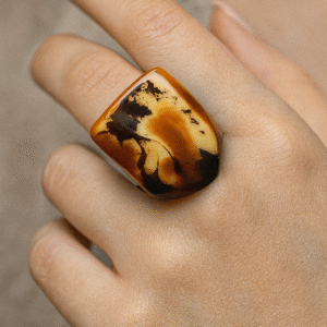 “Earth Flame” Handcrafted Resin Ring – Warm & Wild Elegance - Size 5