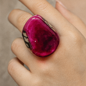 “Berry Flame” Handcrafted Resin Ring – Bold, Fierce & Feminine - Size 5