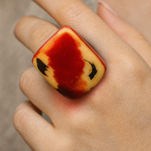 “Sunfire Ember” Handcrafted Resin Ring – Fierce & Vibrant - Size 5.5