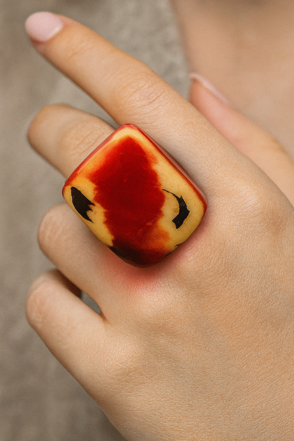 “Sunfire Ember” Handcrafted Resin Ring – Fierce & Vibrant - Size 5.5