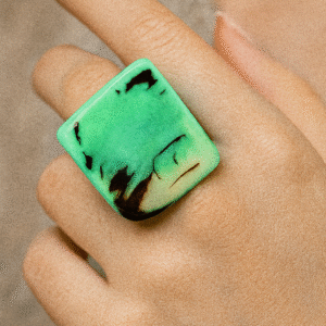 “Ocean Mist” Handcrafted Resin Ring – Calm, Cool & Bold - Size 6