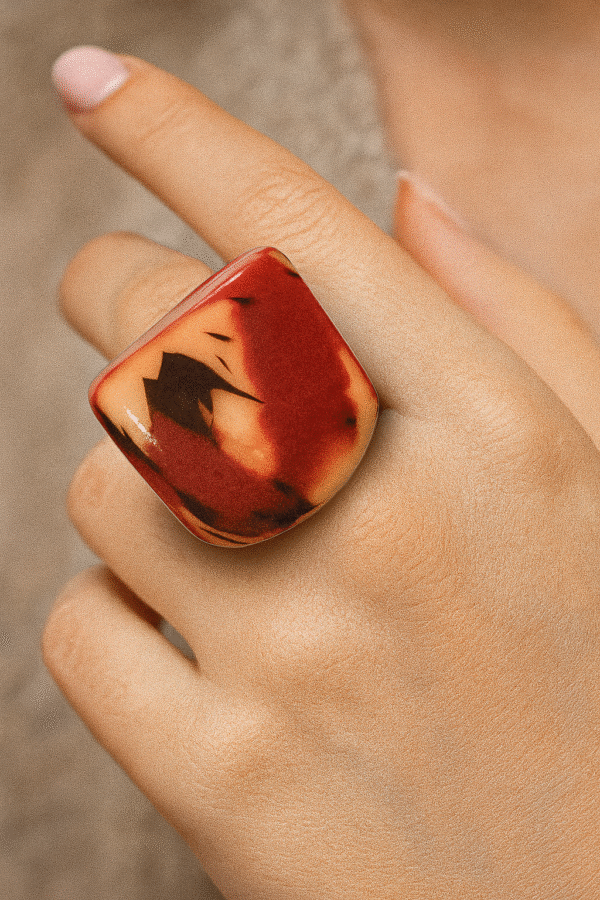 “Inferno Flame” Handcrafted Resin Ring – Bold, Fiery & Unforgettable - Size 6