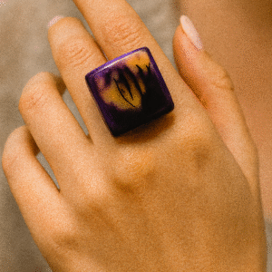 Purple Flame Handcrafted Resin Ring - Size 7