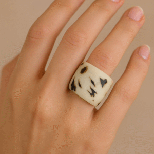 White Flame Handcrafted Resin Ring - Size 7