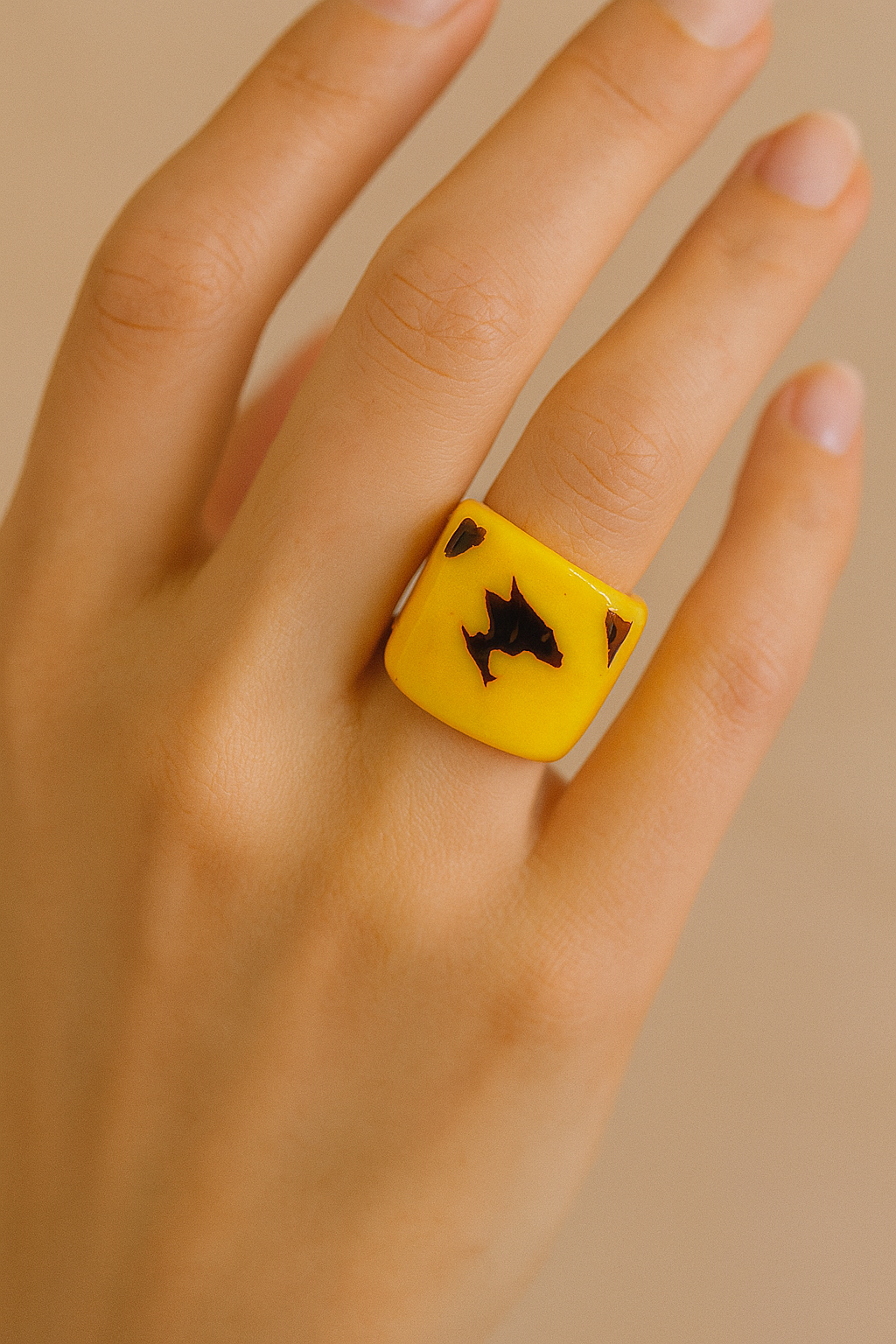 Handcrafted Resin Ring – Yellow Flame - Size 7