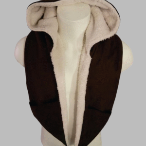Versatile Medieval-Style Hooded Shawl with Hand Pockets – Brown Beige