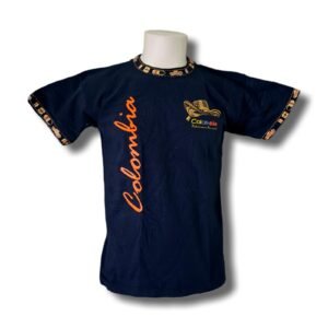 Colombia Heritage Shirt – Elegant Navy Blue – 100% Cotton