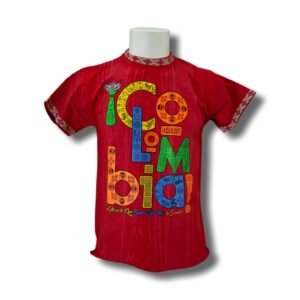 Men’s Colombia Tribal Letters Red T-Shirt – Neon Colors – 100% Cotton