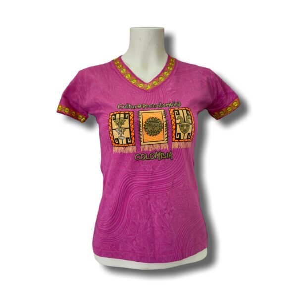 Pre-Columbian Heritage Colombia T-Shirt – 100% Cotton – Vibrant Tribal Design