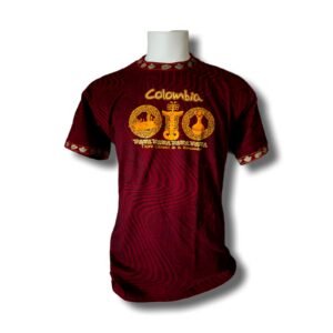 Colombia Cultural Treasure Red Wine T-Shirt – Pre-Columbian Legacy Series