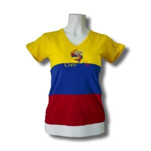 Women's Colombia Flag Shirt – Cultural Embroidery – 100% Cotton