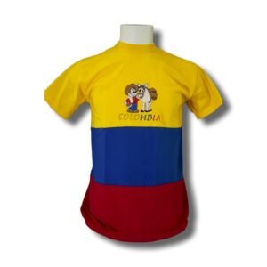 Men's Colombia Flag T-Shirt – Coffee Farmer Embroidery – 100% Cotton