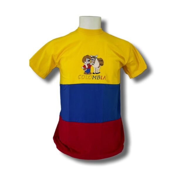 Men's Colombia Flag T-Shirt – Coffee Farmer Embroidery – 100% Cotton