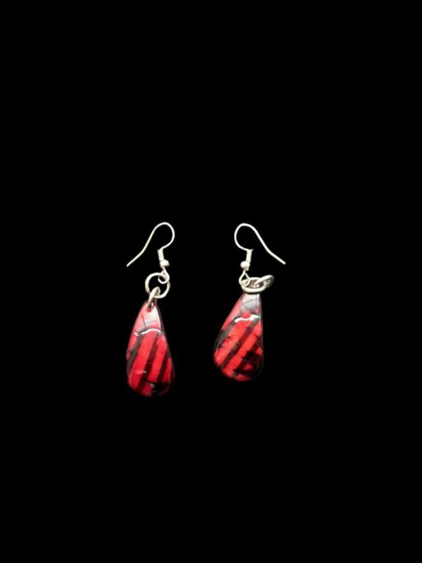 “Crimson Ray” Set – Red Striped Necklace & Earrings - Image 2