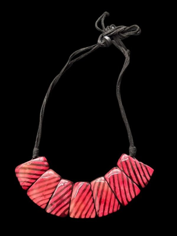 “Crimson Ray” Set – Red Striped Necklace & Earrings - Image 3