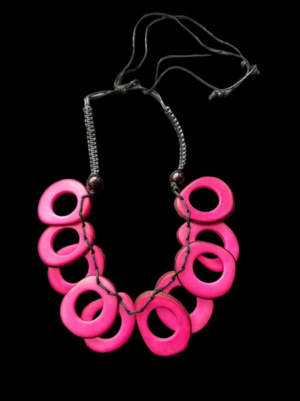 “Vivid Rose” Set – Fuchsia Oval Necklace & Earrings - Image 3