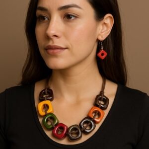 “Urban Rhythm” Set – Bold Multicolor Necklace & Earrings