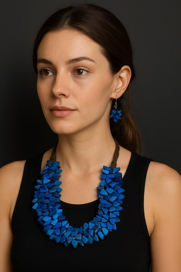 “Blue Tide” Set – Natural Shard Necklace & Earrings