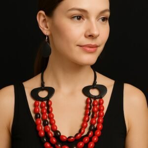 “Dark Passion” Set – Tribal Elegance Necklace & Earrings