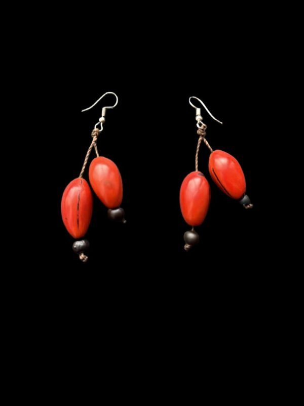 “Fire Root” Set – Organic Red Necklace & Earrings - Image 2
