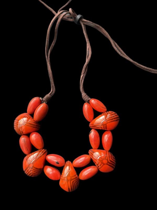 “Fire Root” Set – Organic Red Necklace & Earrings - Image 3