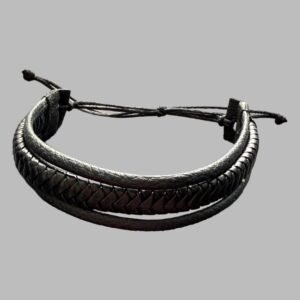 Double Strap Braided Leather Bracelet