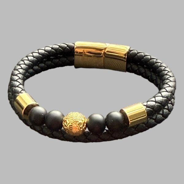 Refined Leather Bracelets with Steel Accents
