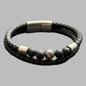 Refined Leather Bracelets with Steel Accents